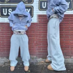 Custom Double Waist Track Jogger Pant Sweat Real Tree Camo Blank Cotton Fleece Baggy Double Waist Wide Leg Flare Sweatpants Men