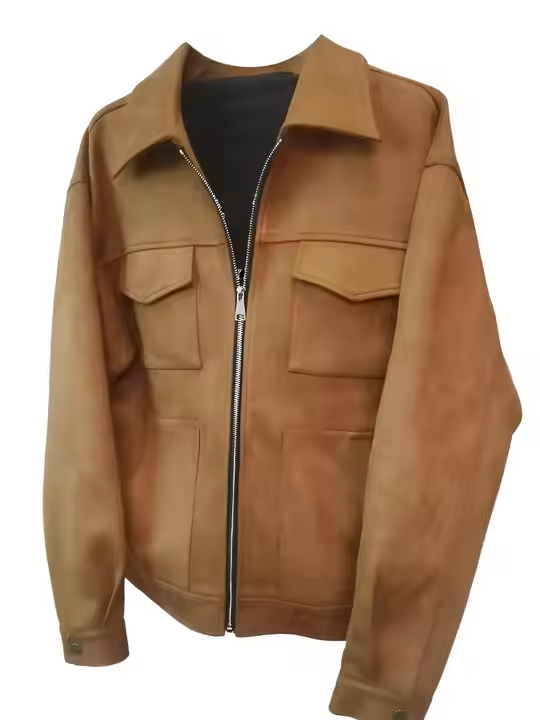 OEM Custom Men's Retro Brown Jacket American Vintage Short Bomber with Hooded Collar Casual Leather Winter Zipper Jackets - Image 6