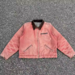 Custom Men's Vintage Zip-Up Workwear Jacket Stand Winter Autumn 100% Cotton Sun Faded Denim Duck Canvas Jackets