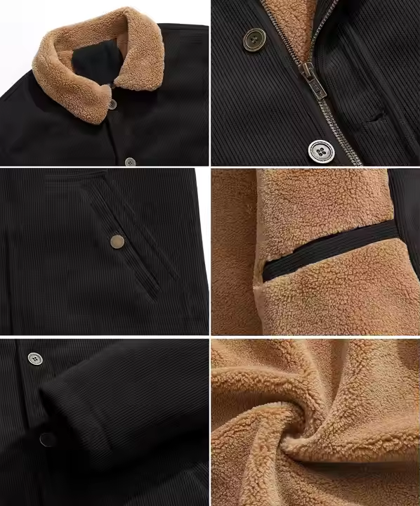 Custom Men's Corduroy Jacket Warm Wool Lining Jacket Retro Winter Truck Driver Deck Jacket Hoodies and Sweatshirt - Image 5