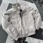 Custom Heavy Winter Polyester Coat Big Pocket Men Unique Stand Collar Canvas Work Jacket Vintage Crop Bomber Worker Jacket