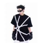 Best Quality Custom Logo Vintage Oversize T shirt for Men Embroidered Striped Baggy Patchwork Short Casual Summer Shirts