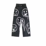Custom New Men's Brand High Street Trendy American Hip hop Jeans 100% Cotton Star Distressed Loose Wide Legs Animal Floral Solid Pants