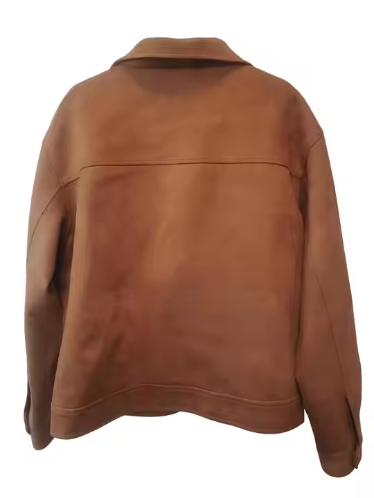 OEM Custom Men's Retro Brown Jacket American Vintage Short Bomber with Hooded Collar Casual Leather Winter Zipper Jackets - Image 2