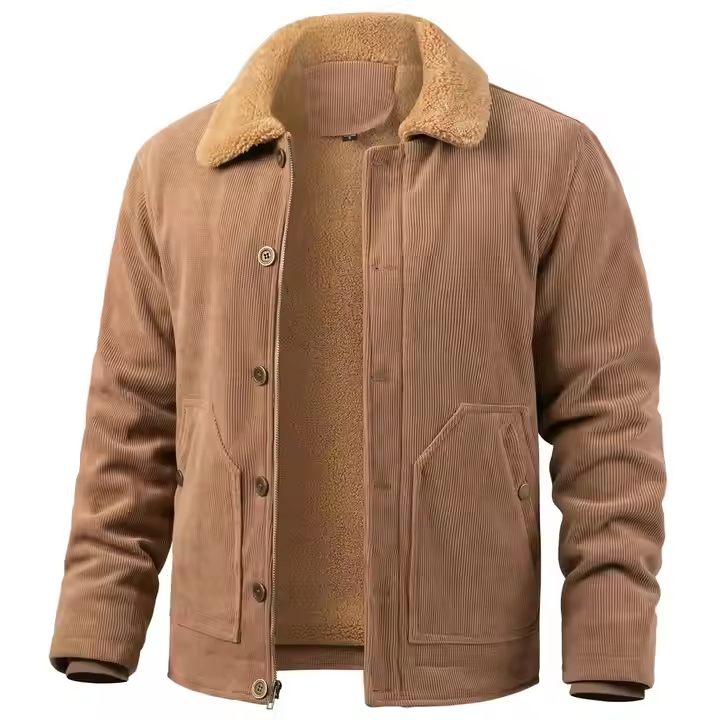 Custom Men's Corduroy Jacket Warm Wool Lining Jacket Retro Winter Truck Driver Deck Jacket Hoodies and Sweatshirt - Image 4