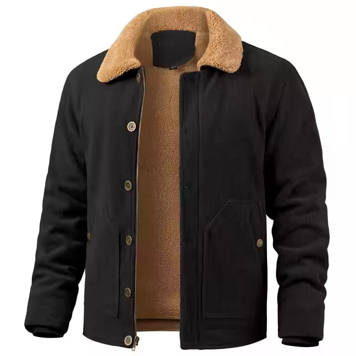 Custom Men's Corduroy Jacket Warm Wool Lining Jacket Retro Winter Truck Driver Deck Jacket Hoodies and Sweatshirt - Image 2