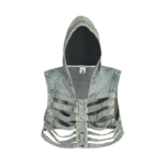 Custom High Quality 100% Cotton Men's Denim Vest Top-Notch Street Style Dark Skeleton Hollow Washed Techniques Short Overalls Hooded