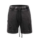 Custom OEM Men's Casual Short Pants Long Drawstring Elastic Waist Anti-Wrinkle Plus Size Fog Washed Short