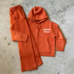 Custom Unisex Flared Sweatpants Tracksuit Sweatsuit Set Oversized Hooded Zip up Jacket Jogger Pant Embroidered for Men