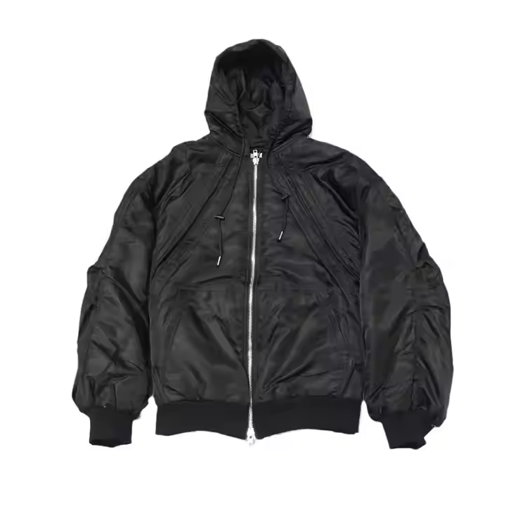 OEM Custom Men's Hoodie Jacket Long Sleeved Hooded with Multi Zipper Casual Style Winter Season Washed Jackets