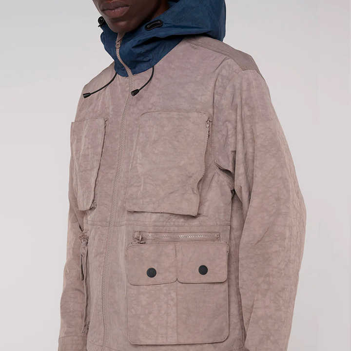 Custom Logo Track Jacket Designer Printing Waterproof Full Zip-up Hooded Windbreaker Casual Stand Acid Wash Jackets - Image 5