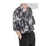 Custom Men's Tie Dye Short Sleeve Shirt With Button up 3d Pattern Oversized Ice Silk Drape Shirts