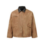Custom Men's Winter Motorcycle Style Jacket Suede Leather Zipper Stand Up Denim Hooded Jackets