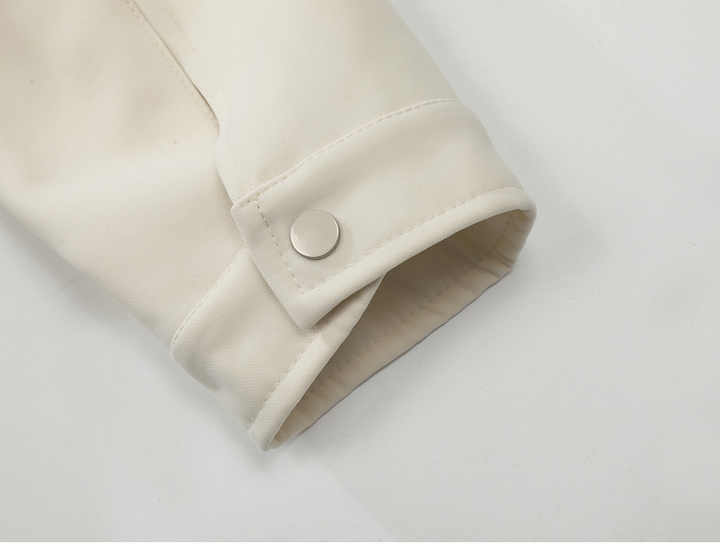 Custom Men's Casual Winter Jacket High Grade PU Leather Zipper Lapel Irregular Diagonal Washed Jackets - Image 5
