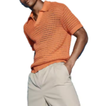 Custom Knitted t Shirt Summer Spring Sweater Short Sleeve v Neck Polo Knit Crochet Shirt Men