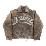 Custom Design Sun Faded Distressed Jeans Denim Jacket Streetwear Vintage Embroidery Rhinestone Men'S Denim Jacket