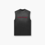 Custom Logo 100% Cotton Tank Tops for Men Oversized Sleeveless Vintage Acid Wash Design Casual Short Length Gym Running T Shirts