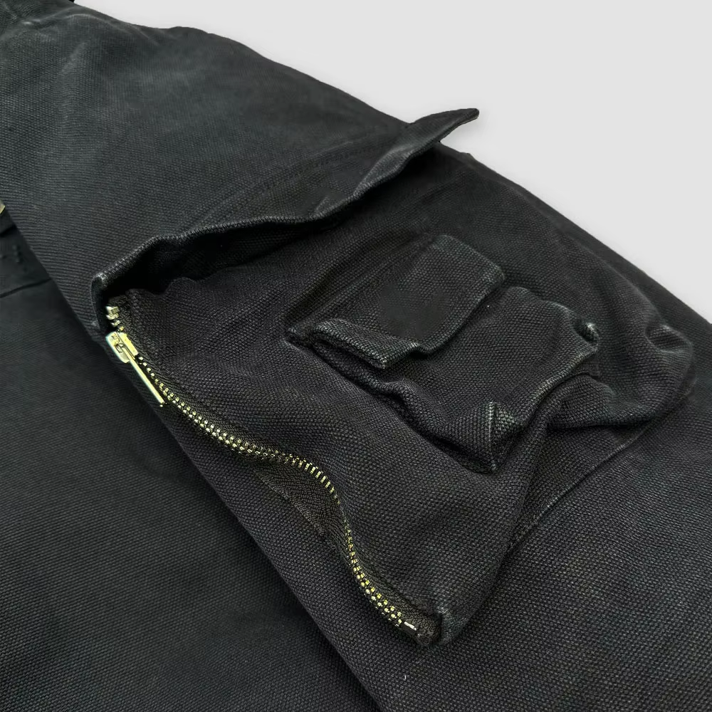 Custom High Quality Hooded Jacket Men's Streetwear Super Oversized Canvas Satin Zip to Top High Street Jacket - Image 5