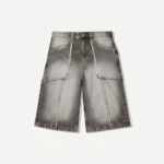 Custom Men's Streetwear Vintage Sun Fade Wash Shorts Embroidery Logo Distressing Denim Shorts for Men